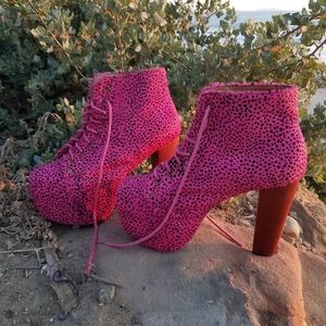 Jeffrey Campbell Pink Calf Hair Lita Booties 8
